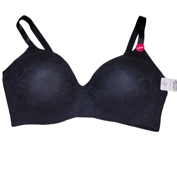 Ashley Stewart Full Coverage Wire Free Light Lined Lace Black Bra Women Sz 42DDD - Picture 5 of 7